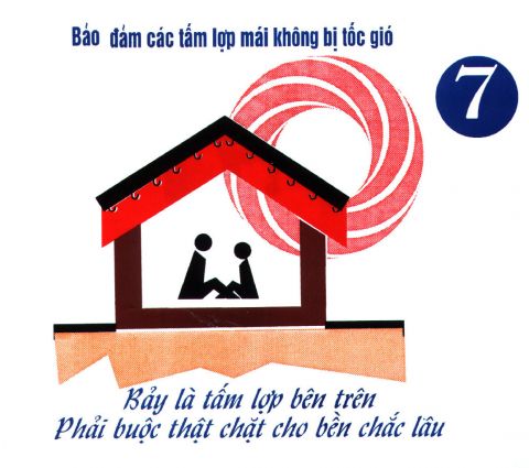 Poster with ten key principles of storm resistant construction - Make sure the roof covering is firmly attached to the roof structure to prevent it from lifting