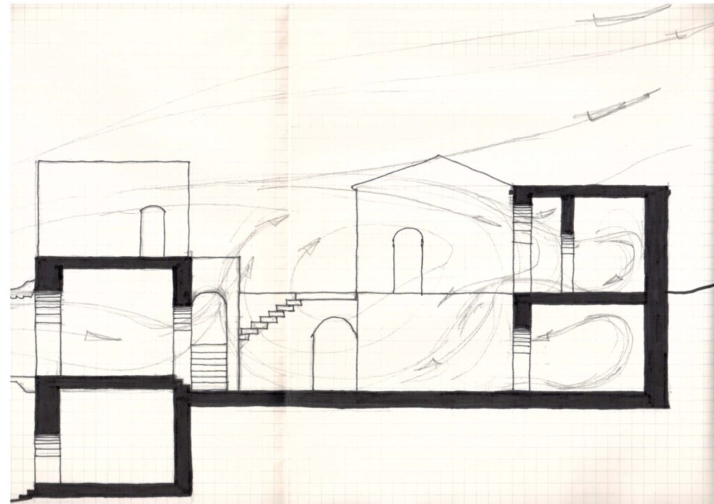 DWFLBN08 Visits to traditional buildings in Lebanon with Hassan Fathy in 1973 waiting to fly to Oman.